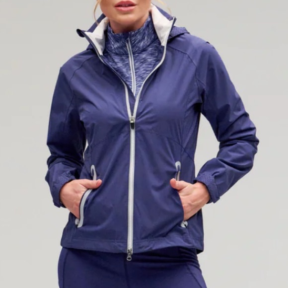 ZERO RESTRICTION THE PLAYERS HOODED OLIVIA JACKET in STORM/WHITE - Picture 2 of 16